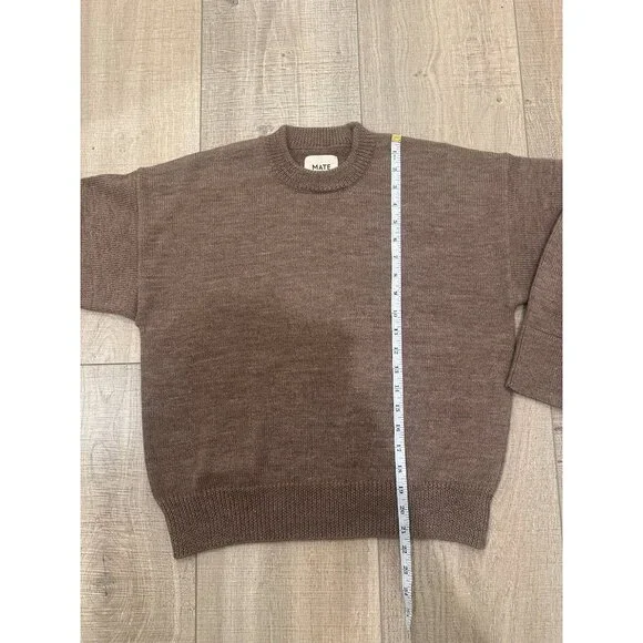 Mate Women's Brown Merino Soft Perfect Crew Neck Pullover Sweaters Size Small - Picture 2 of 7